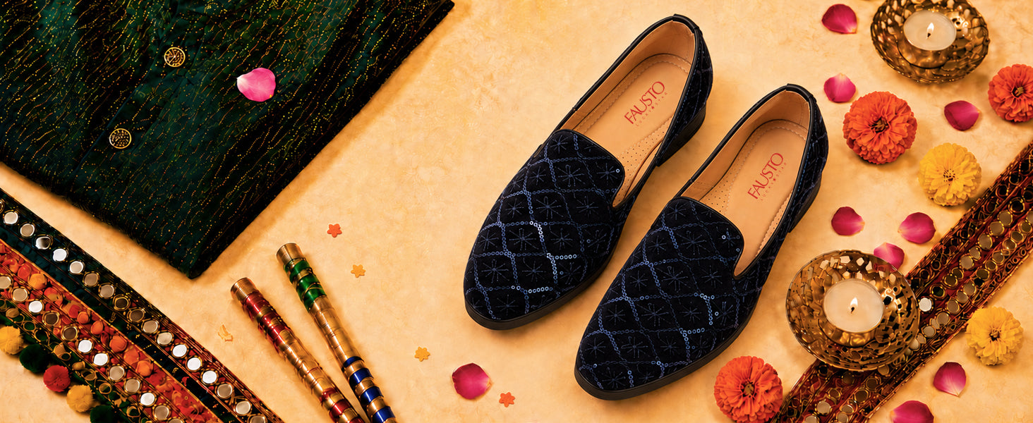 Men Blue Ethnic Velvet Sequin Embroidered Round Toe Juttis and Mojaris for Wedding|Festive Slip-On For Kurtas|Traditional Sherwani Shoes|Prom Slip On Shoes