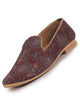 Men Maroon Handcrafted Designer Ethnic Loafers|Traditional Printed Jutti|Slip-On Wedding Sherwani Kurta Mojaris