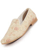 Men Cream Embroidered Floral Traditional Mojaris|Indian Slip On Ethnic Juttis|Wedding Sherwani Kurta Shoes