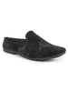 Men Black Back Open Velvet Ethnic Juttis and Mojaris for Wedding|Festive Party Slip-On|Floral Print Traditional Shoes