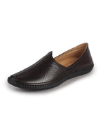 Men Brown Perforated Side Stitched Ethnic Round Toe Juttis and Mojaris for Wedding|Flexible Anti Skid Sole|Pathani Kurta Slip On Shoes