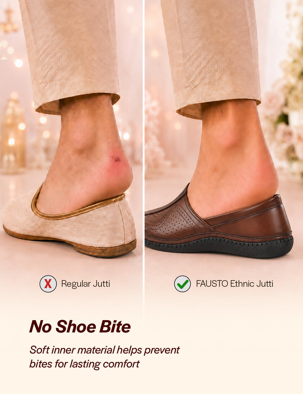 men brown perforated side stitched ethnic round toe juttis and mojaris for wedding|flexible anti skid sole|pathani kurta slip on shoes