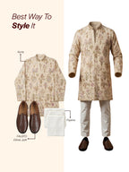 men brown perforated side stitched ethnic round toe juttis and mojaris for wedding|flexible anti skid sole|pathani kurta slip on shoes