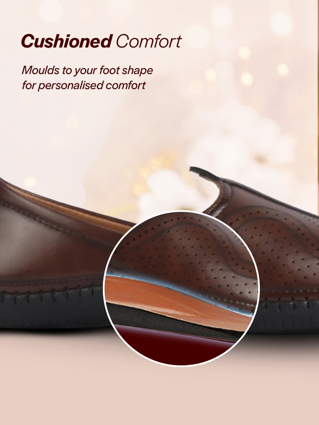 men brown perforated side stitched ethnic round toe juttis and mojaris for wedding|flexible anti skid sole|pathani kurta slip on shoes