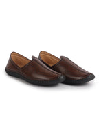 men brown perforated side stitched ethnic round toe juttis and mojaris for wedding|flexible anti skid sole|pathani kurta slip on shoes
