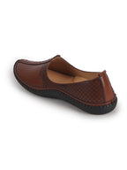 Men Tan Perforated Side Stitched Ethnic Round Toe Juttis and Mojaris for Wedding|Flexible Anti Skid Sole|Prom Slip On Shoes for Pathani Festive Kurta