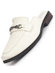 Men White Back Open Horsebit Buckle Party Slip On Shoe for Wedding|Ethnic Prom Slip On Shoes|Formal Shoes For Traditional Festive Kurta