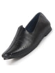 Men Black Perforated Traditional Ethnic Juttis and Mojaris | Laser-Cut Slip-On Shoe | Ideal for Weddings, Parties and Office