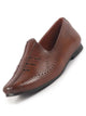 Men Tan Perforated Traditional Ethnic Juttis and Mojaris | Laser-Cut Slip-On Shoe | Ideal for Weddings, Parties and Office