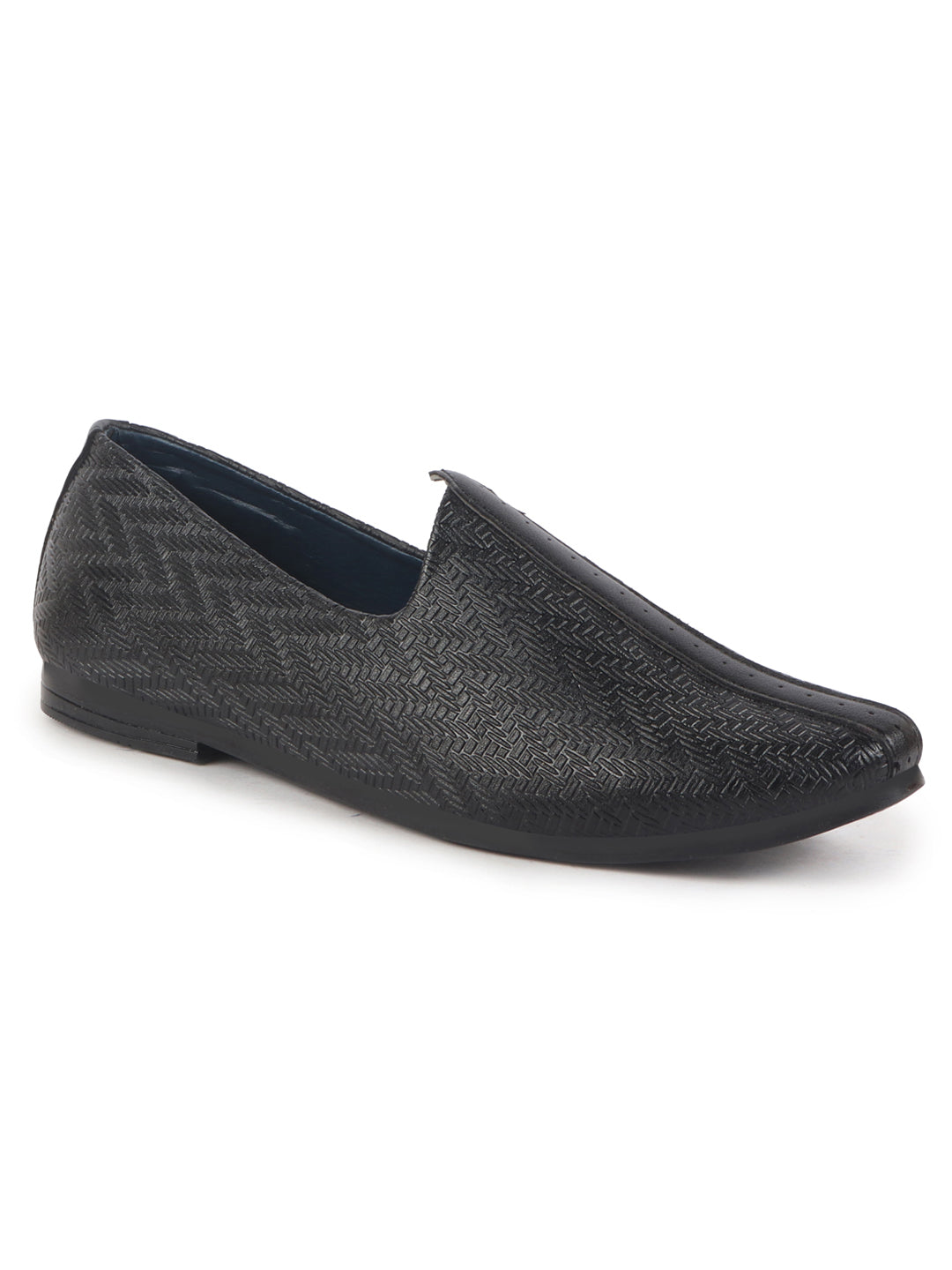 men black wedding festive ethnic slip-on juttis and mojari | embossed design shoe with memory cushioned insole