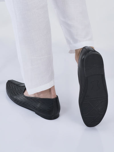 men black wedding festive ethnic slip-on juttis and mojari | embossed design shoe with memory cushioned insole