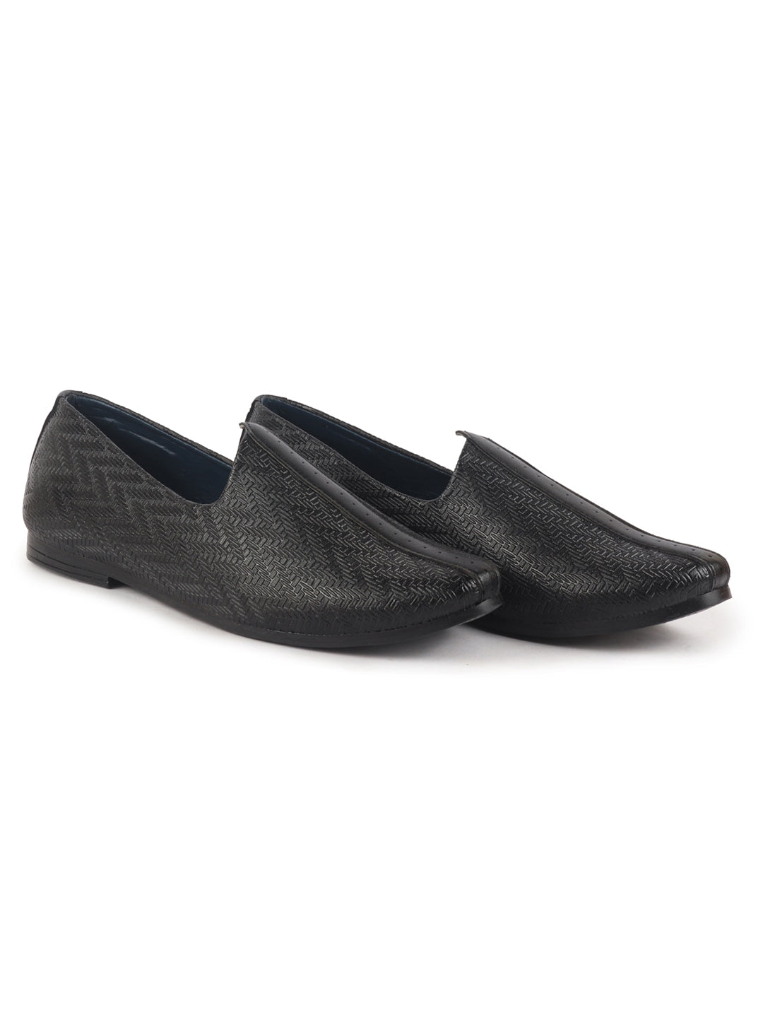 men black wedding festive ethnic slip-on juttis and mojari | embossed design shoe with memory cushioned insole