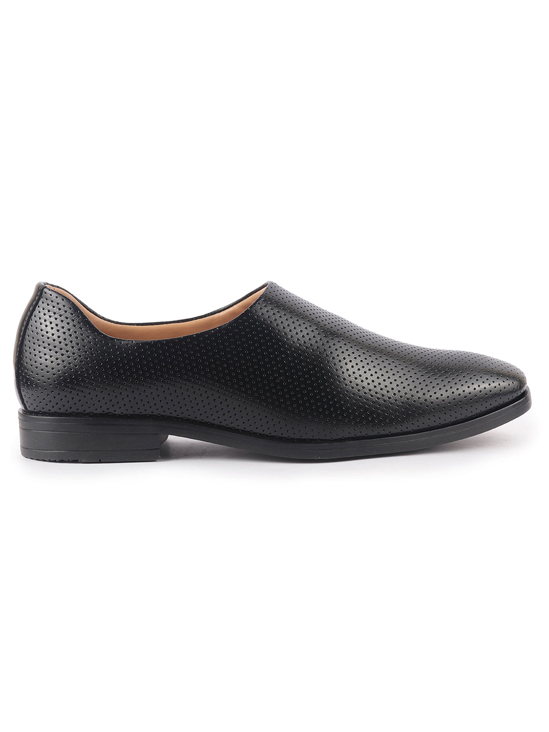men black ethnic wedding juttis and mojaris for traditional kurta pajama|perforated party evening slip-on shoes|formal office shoes with cushioned insole