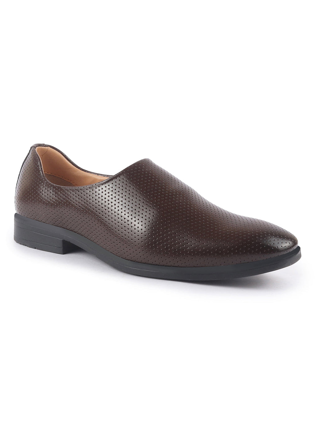 men brown ethnic wedding juttis and mojaris for traditional kurta pajama|perforated party evening slip-on shoes|formal office shoes with cushioned insole