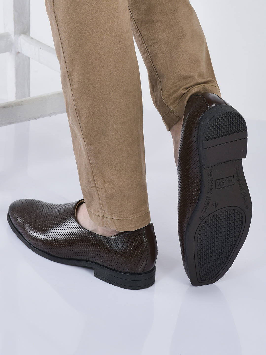 men brown ethnic wedding juttis and mojaris for traditional kurta pajama|perforated party evening slip-on shoes|formal office shoes with cushioned insole