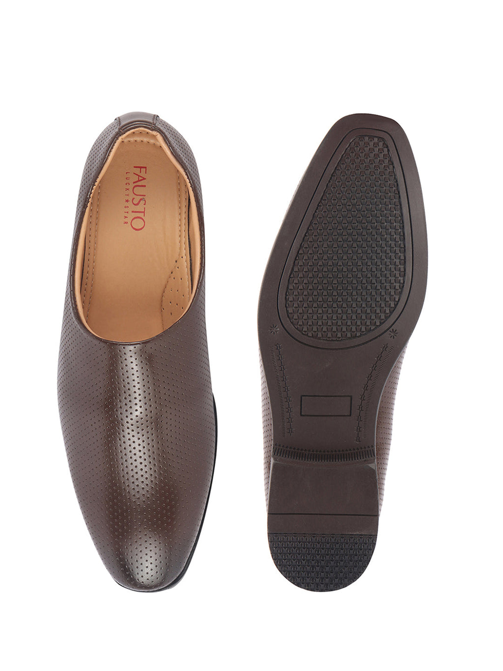 men brown ethnic wedding juttis and mojaris for traditional kurta pajama|perforated party evening slip-on shoes|formal office shoes with cushioned insole