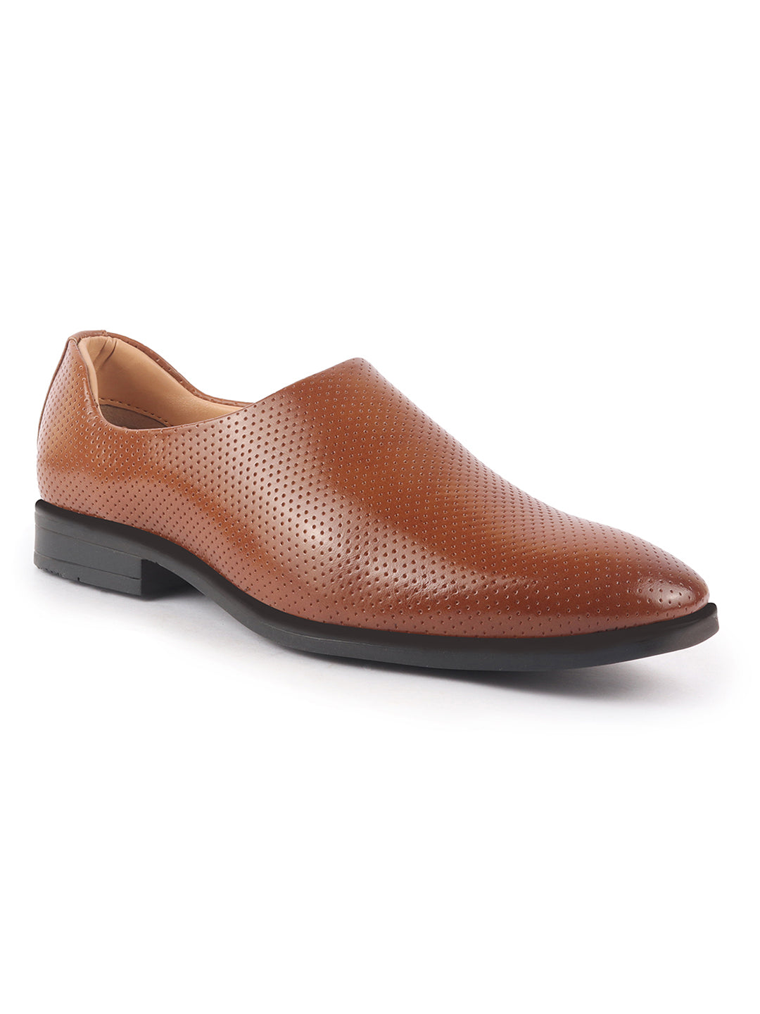 men tan ethnic wedding juttis and mojaris for traditional kurta pajama|perforated party evening slip-on shoes|formal office shoes with cushioned insole