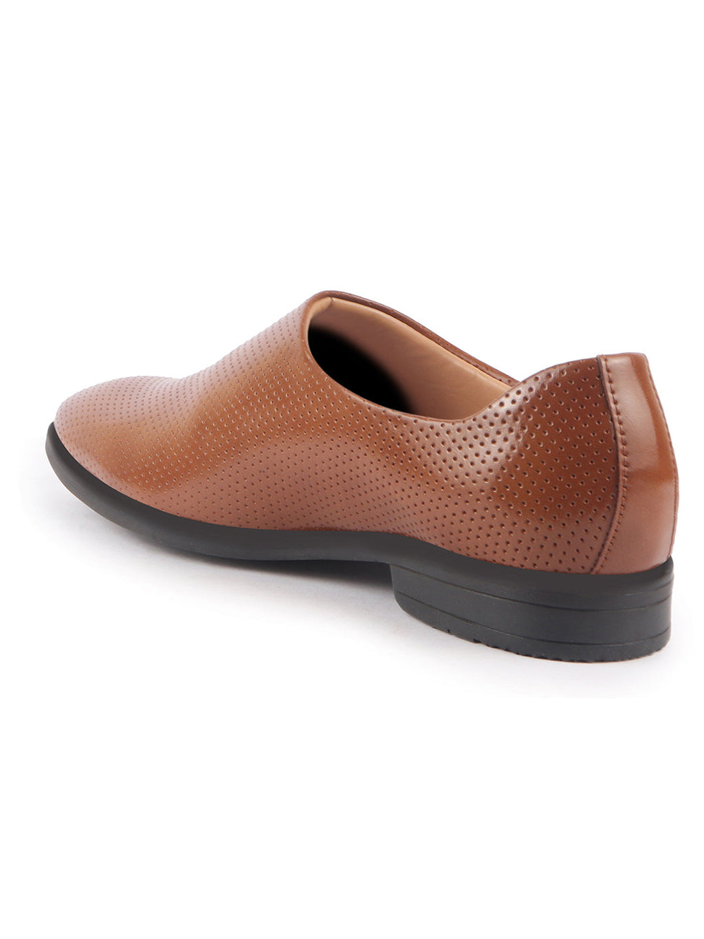 men tan ethnic wedding juttis and mojaris for traditional kurta pajama|perforated party evening slip-on shoes|formal office shoes with cushioned insole