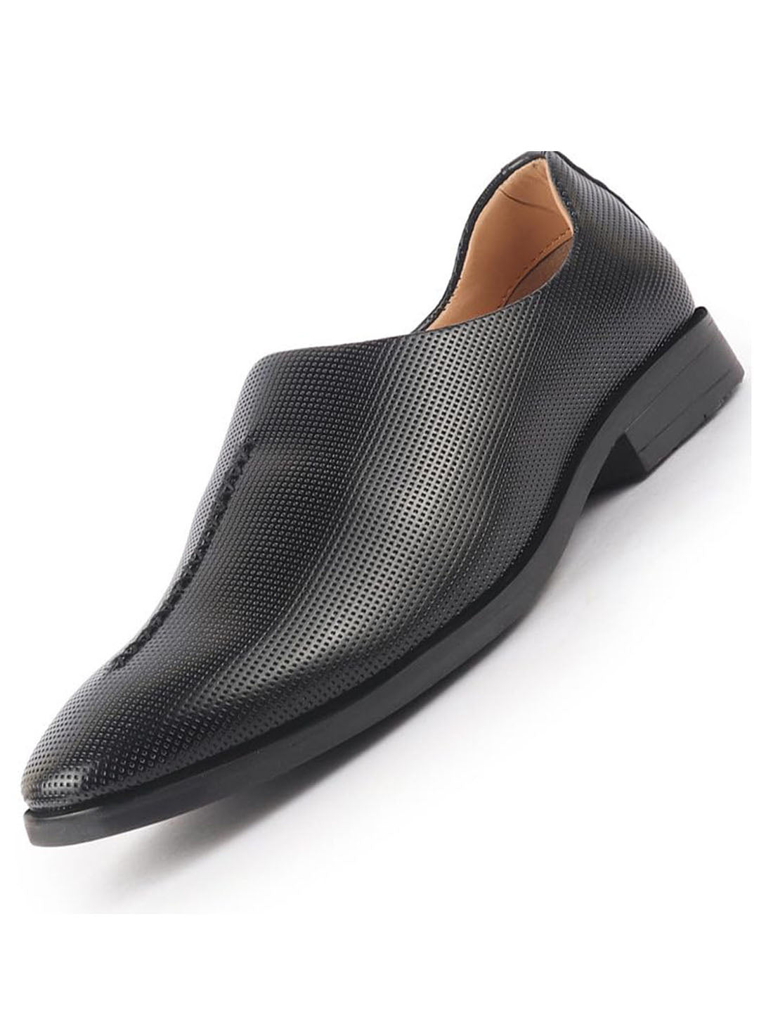 men black ethnic wedding juttis and mojaris for traditional sherwani|perforated evening party stitched slip-on shoes|formal office shoes with cushioned insole