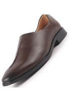 men brown ethnic wedding juttis and mojaris for traditional sherwani|perforated evening party stitched slip-on shoes|formal office shoes with cushioned insole