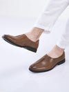 men tan ethnic wedding juttis and mojaris for traditional sherwani|perforated evening party stitched slip-on shoes|formal office shoes with cushioned insole
