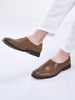Men Tan Ethnic Wedding Juttis and Mojaris for Traditional Sherwani|Perforated Evening Party Stitched Slip-On Shoes|Formal Office Shoes with Cushioned Insole