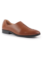 men tan ethnic wedding juttis and mojaris for traditional sherwani|perforated evening party stitched slip-on shoes|formal office shoes with cushioned insole