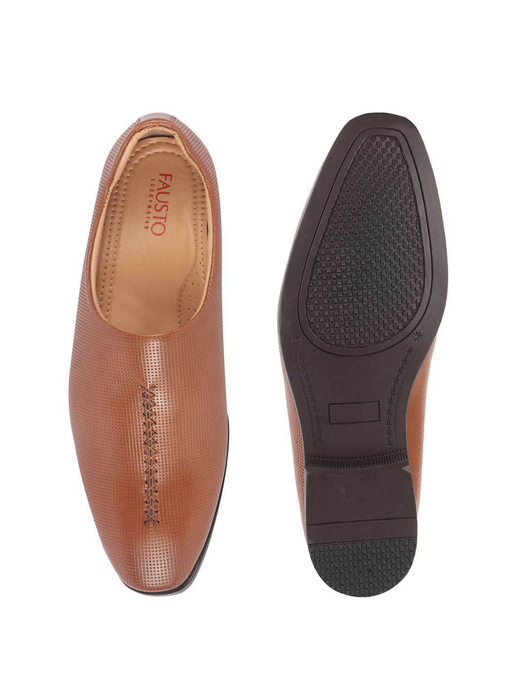 men tan ethnic wedding juttis and mojaris for traditional sherwani|perforated evening party stitched slip-on shoes|formal office shoes with cushioned insole