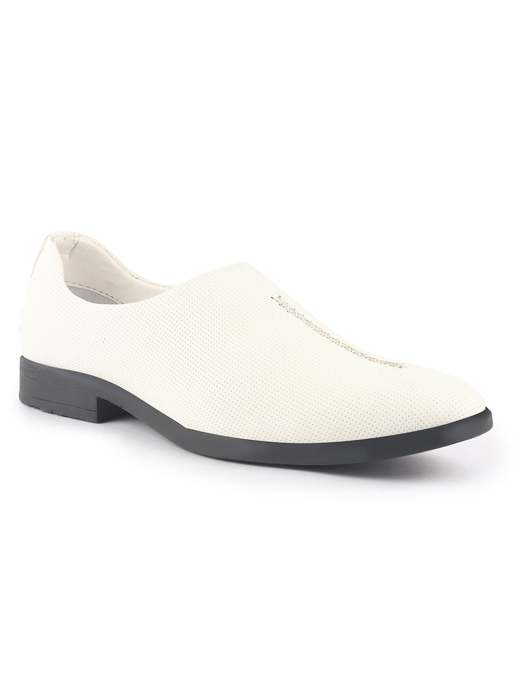 men white ethnic wedding juttis and mojaris for traditional sherwani|perforated evening party stitched slip-on shoes|formal office shoes with cushioned insole