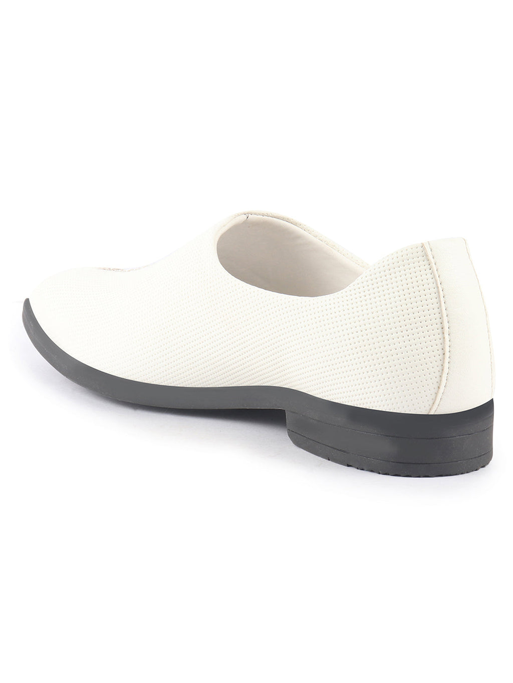 men white ethnic wedding juttis and mojaris for traditional sherwani|perforated evening party stitched slip-on shoes|formal office shoes with cushioned insole
