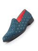 Men Blue Embroidered Sequin Ethnic Slip-On Juttis and Mojaris with Memory Cushioned Insole|Traditional Party Loafer Kurta Shoes for Wedding, Reception, Ring Ceremony and Festive Outfits