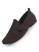 Men Brown Criss Cross Strap Perfortated Velvet Slip On Ethnic Juttis | Prom Slip On Shoes For Wedding, Festive | Loafer Shoes with Memory Cushioned Insole