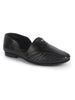 Men Black Stitched Open Sided Broad Feet Ethnic Slip On Juttis and Mojaris for Wedding | Traditional Indian Kurtas Shoes | Flexible TPR Sole with Soft Cushioned Insole