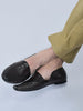Men Black Stitched Open Sided Broad Feet Ethnic Slip On Juttis and Mojaris for Wedding | Traditional Indian Kurtas Shoes | Flexible TPR Sole with Soft Cushioned Insole