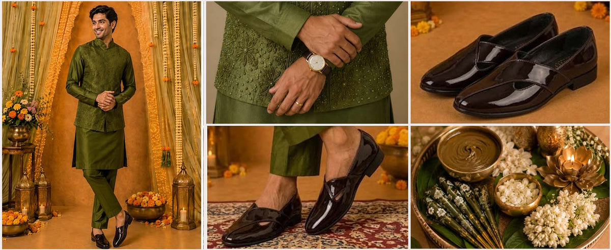 Men Black Criss Cross Strap Round Toe Perforated Ethnic Slip On Shoes | Patent Leather Loafer Shoe with Memory Cushioned Insole for Wedding, Party Kurta Pyjama Dress