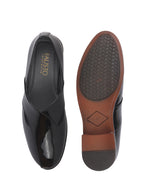 Men Black Criss Cross Strap Round Toe Perforated Ethnic Slip On Shoes | Patent Leather Loafer Shoe with Memory Cushioned Insole for Wedding, Party Kurta Pyjama Dress
