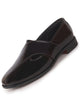 Men Brown Criss Cross Strap Round Toe Perforated Ethnic Slip On Shoes | Patent Leather Loafer Shoe with Memory Cushioned Insole for Wedding, Party Kurta Pyjama Dress