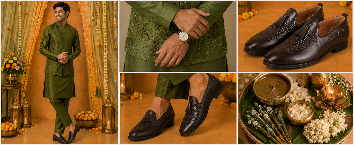 Men Brown Handcrafted Upper Textured Classic Party Slip On Tassel Loafer|Elegant Ethnic Jutti Mojari for Wedding Dress|Comfort Slip-On Shoe with TPR Welted Sole