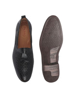 Men Black Handcrafted Upper Textured Classic Party Slip On Tassel Loafer|Elegant Ethnic Jutti Mojari for Wedding Dress|Comfort Slip-On Shoe with TPR Welted Sole