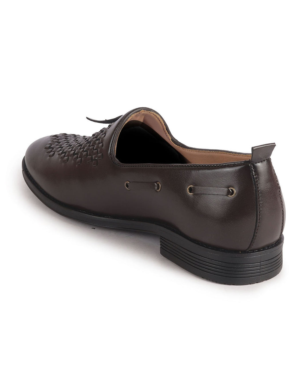 Men Brown Handcrafted Upper Textured Classic Party Slip On Tassel Loafer|Elegant Ethnic Jutti Mojari for Wedding Dress|Comfort Slip-On Shoe with TPR Welted Sole