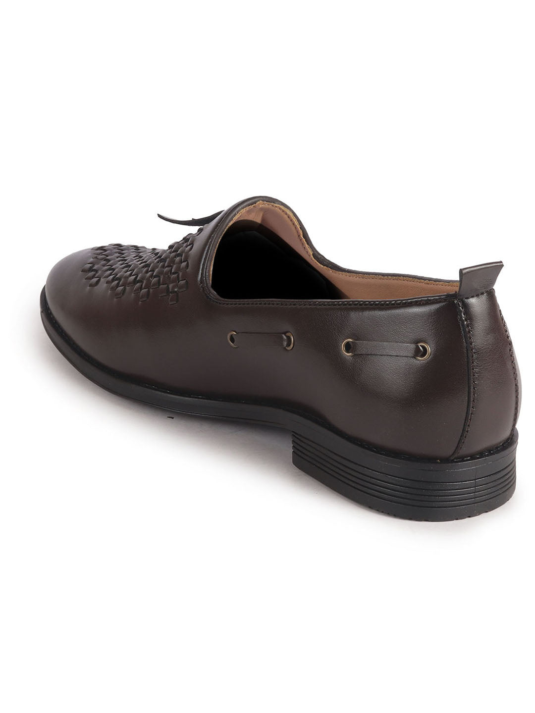 Men Brown Handcrafted Upper Textured Classic Party Slip On Tassel Loafer|Elegant Ethnic Jutti Mojari for Wedding Dress|Comfort Slip-On Shoe with TPR Welted Sole