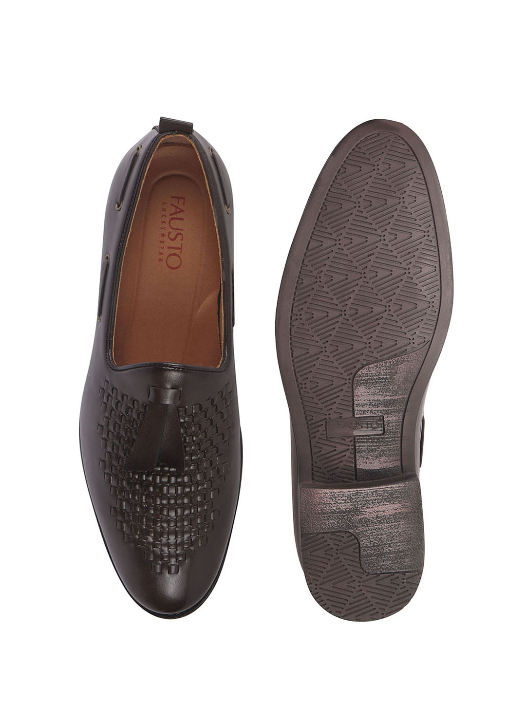 Men Brown Handcrafted Upper Textured Classic Party Slip On Tassel Loafer|Elegant Ethnic Jutti Mojari for Wedding Dress|Comfort Slip-On Shoe with TPR Welted Sole