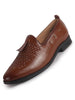 Men Tan Handcrafted Upper Textured Classic Party Slip On Tassel Loafer|Elegant Ethnic Jutti Mojari for Wedding Dress|Comfort Slip-On Shoe with TPR Welted Sole