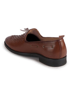 Men Tan Handcrafted Upper Textured Classic Party Slip On Tassel Loafer|Elegant Ethnic Jutti Mojari for Wedding Dress|Comfort Slip-On Shoe with TPR Welted Sole