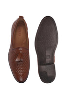 Men Tan Handcrafted Upper Textured Classic Party Slip On Tassel Loafer|Elegant Ethnic Jutti Mojari for Wedding Dress|Comfort Slip-On Shoe with TPR Welted Sole