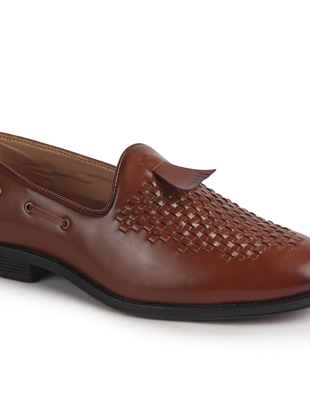 Men Tan Handcrafted Upper Textured Classic Party Slip On Tassel Loafer|Elegant Ethnic Jutti Mojari for Wedding Dress|Comfort Slip-On Shoe with TPR Welted Sole