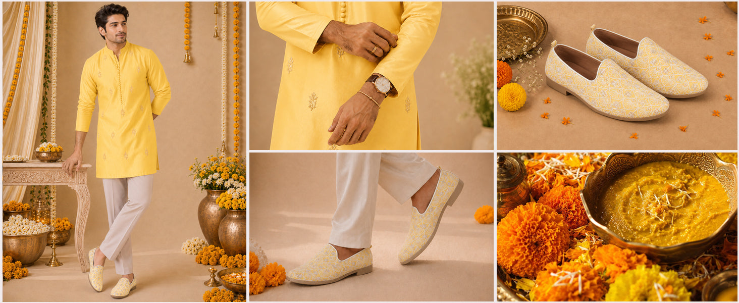 Men Beige Embroidery Design Fabric Upper Party Slip On Shoes|Ethnic Juttis and Mojaris For Wedding|Traditional Slip-Ons Shoe with Memory Cushioned Insole