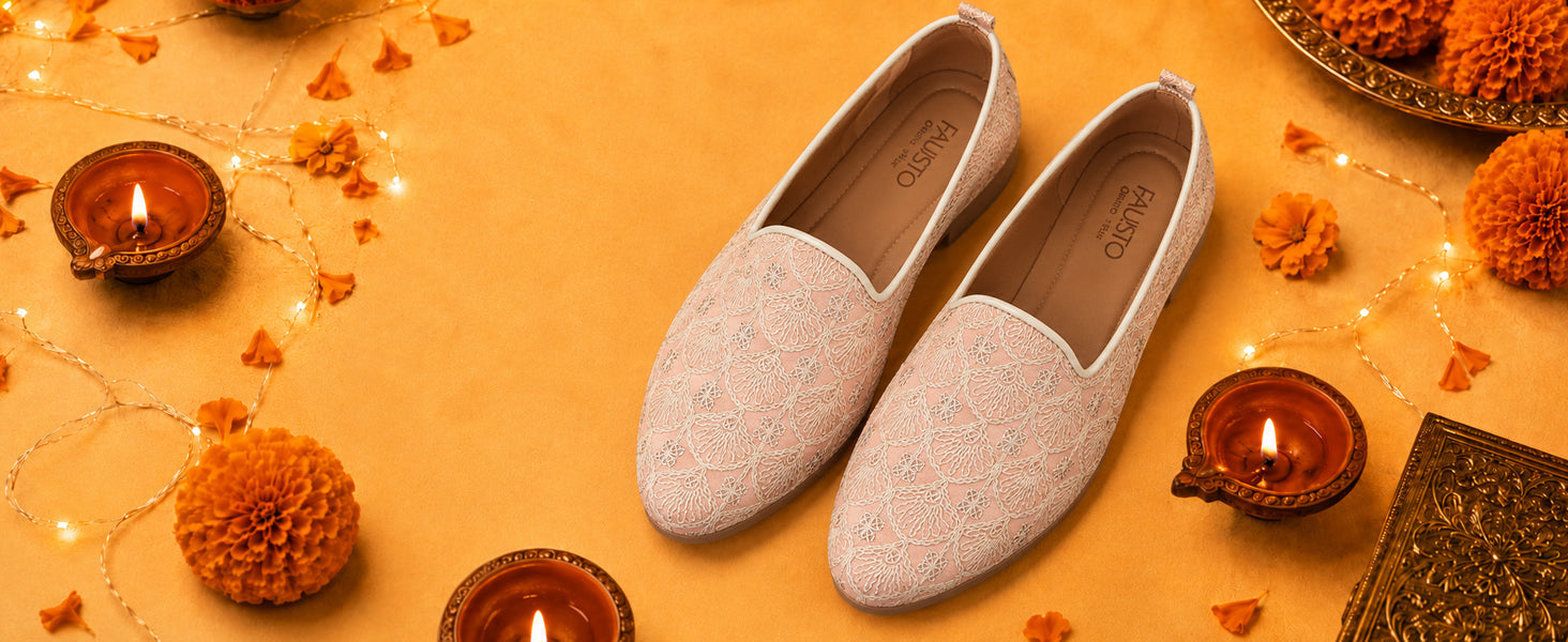Men Beige Embroidery Design Fabric Upper Party Slip On Shoes|Ethnic Juttis and Mojaris For Wedding|Traditional Slip-Ons Shoe with Memory Cushioned Insole