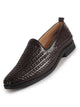 Men Brown Handcraft Textured Upper Ethnic Wedding Prom Slip-On Shoes|Cocktail Party Slip Ons for Tuxedo Dress|Anti Slip TPR Welted Sole