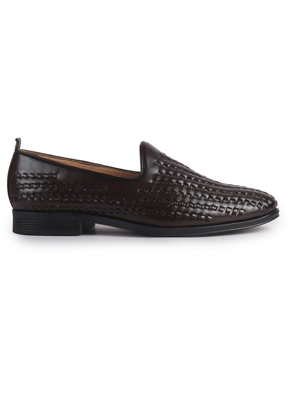 Men Brown Handcraft Textured Upper Ethnic Wedding Prom Slip-On Shoes|Cocktail Party Slip Ons for Tuxedo Dress|Anti Slip TPR Welted Sole